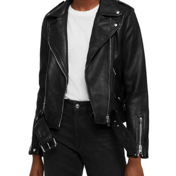 All Saints Estae Leather Biker Jacket - Picture 2 of 8